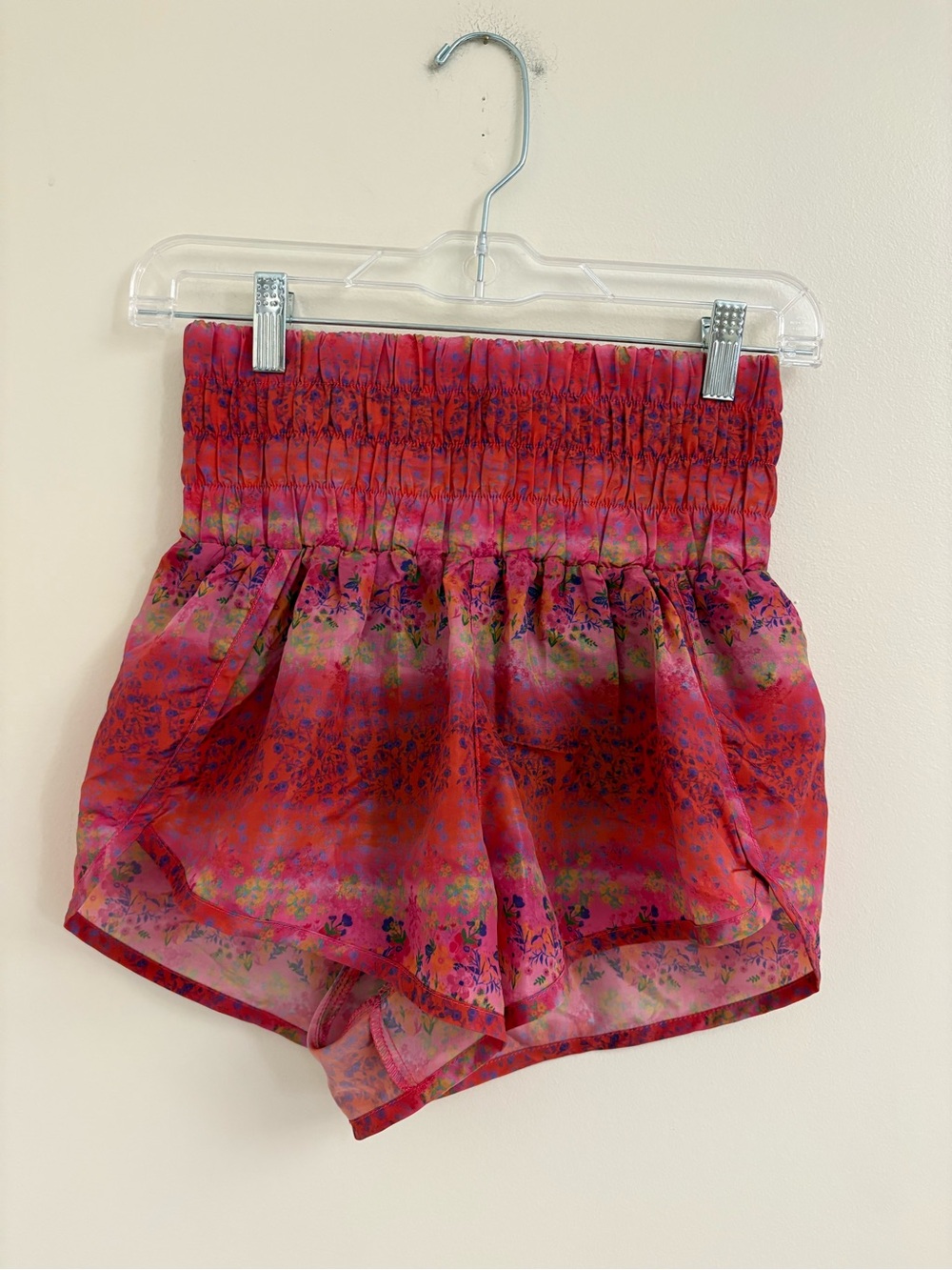 Natural Life High Waisted Floral Running Shorts XS NWT Smocked Waist Athleisure